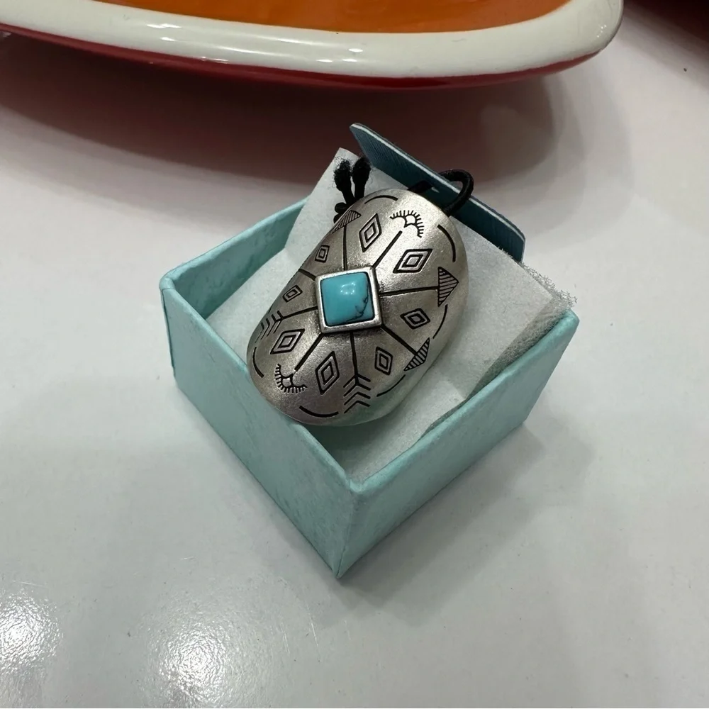 Charlotte & Lexi Turquoise Ring Sterling Silver Native American Style Size 6 NWT